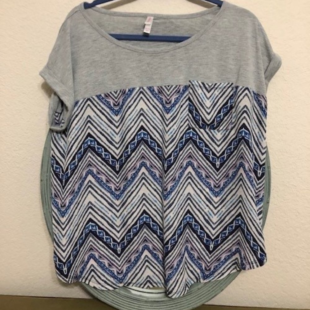 Capped Sleeve Mixed Media Blouse (XXL)